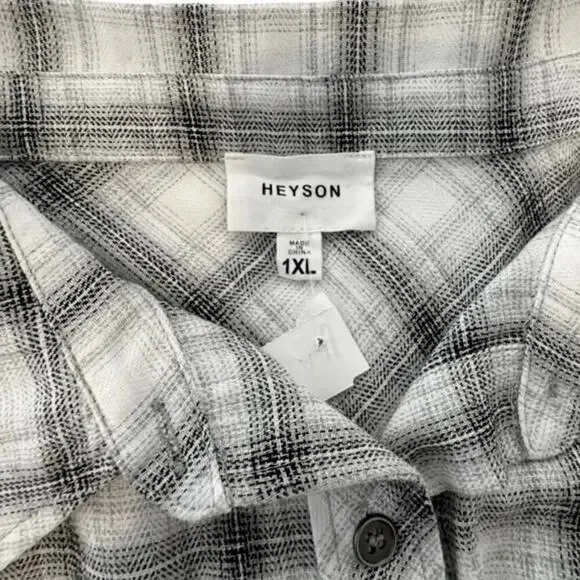 Heyson Gray/White Plaid Oversized Babydoll Top - Size 1X - Picture 6 of 7